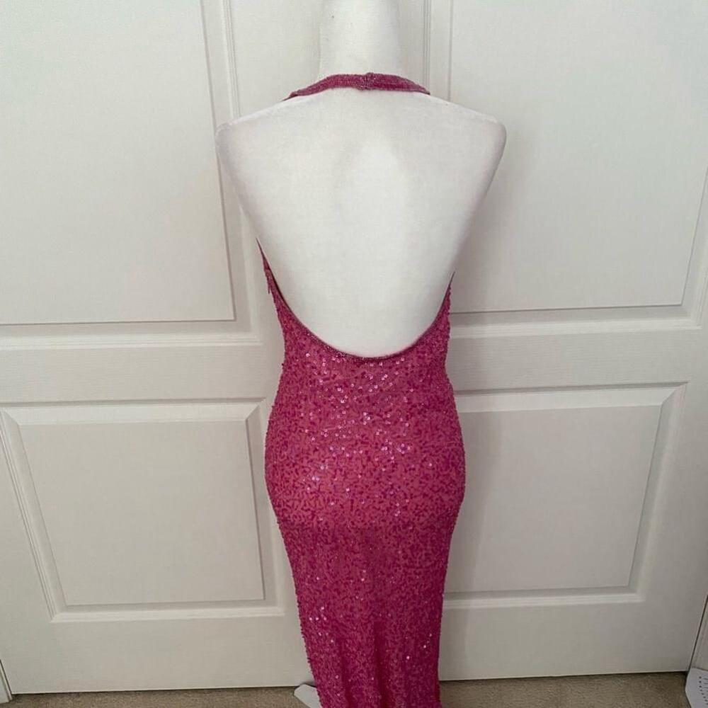 Adrianna Papell Hot Pink Sequin Halter Mermaid Dress – Formal/Cocktail - Picture 10 of 10